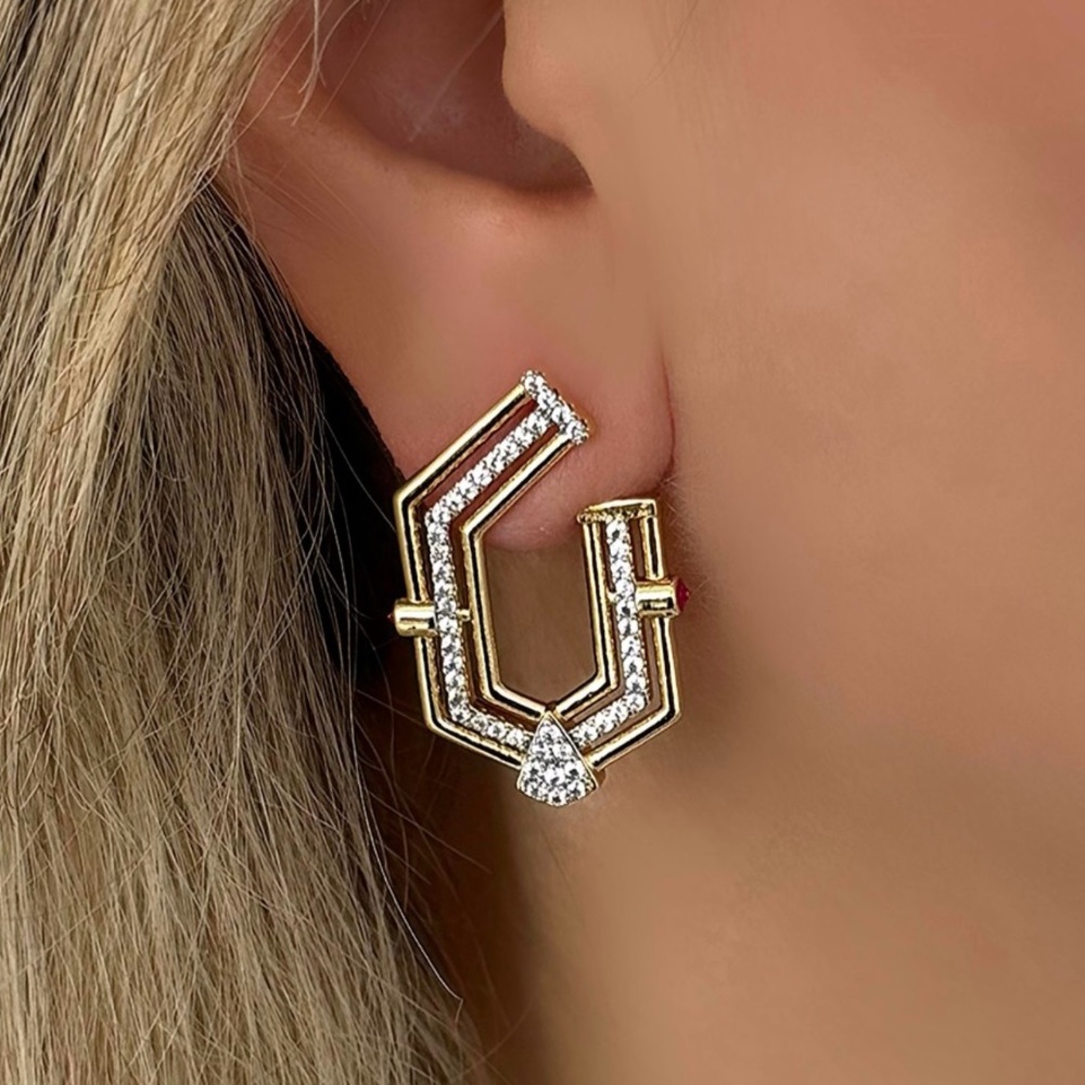 Gold & Silver Earrings | Modern Design | Cubic Zirconia Jewelry